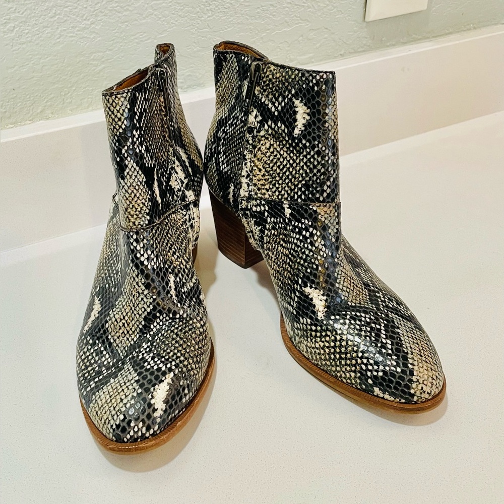 Madewell Black and White Snakeskin Ankle Booties